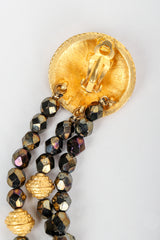 Vintage Carlos Falchi Long Beaded Disc Drop Shoulder Duster Earrings Clip Back