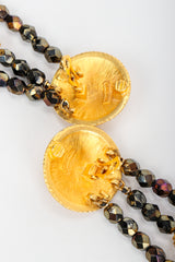 Vintage Carlos Falchi Long Beaded Disc Drop Shoulder Duster Earrings Signature stamp