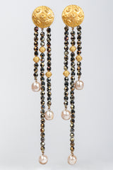 Vintage Carlos Falchi Long Beaded Disc Drop Shoulder Duster Earrings at Recess Los Angeles