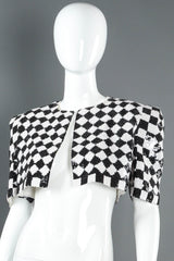 Vintage Carolina Herrera Sequin Checker Bolero on mannequin angle close up @ Recess LA