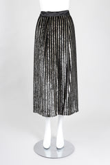 Recess Los Angeles Vintage Caroline Charles Metallic Gold Striped Velvet Lamé Top and Skirt Set