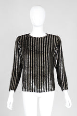 Recess Los Angeles Vintage Caroline Charles Metallic Gold Striped Velvet Lamé Top and Skirt Set