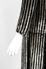 Recess Los Angeles Vintage Caroline Charles Metallic Gold Striped Velvet Lamé Top and Skirt Set