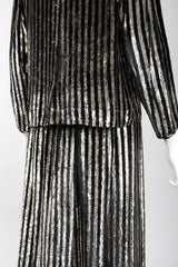 Recess Los Angeles Vintage Caroline Charles Metallic Gold Striped Velvet Lamé Top and Skirt Set