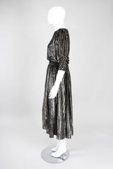 Recess Los Angeles Vintage Caroline Charles Metallic Gold Striped Velvet Lamé Top and Skirt Set