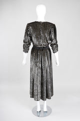 Recess Los Angeles Vintage Caroline Charles Metallic Gold Striped Velvet Lamé Top and Skirt Set