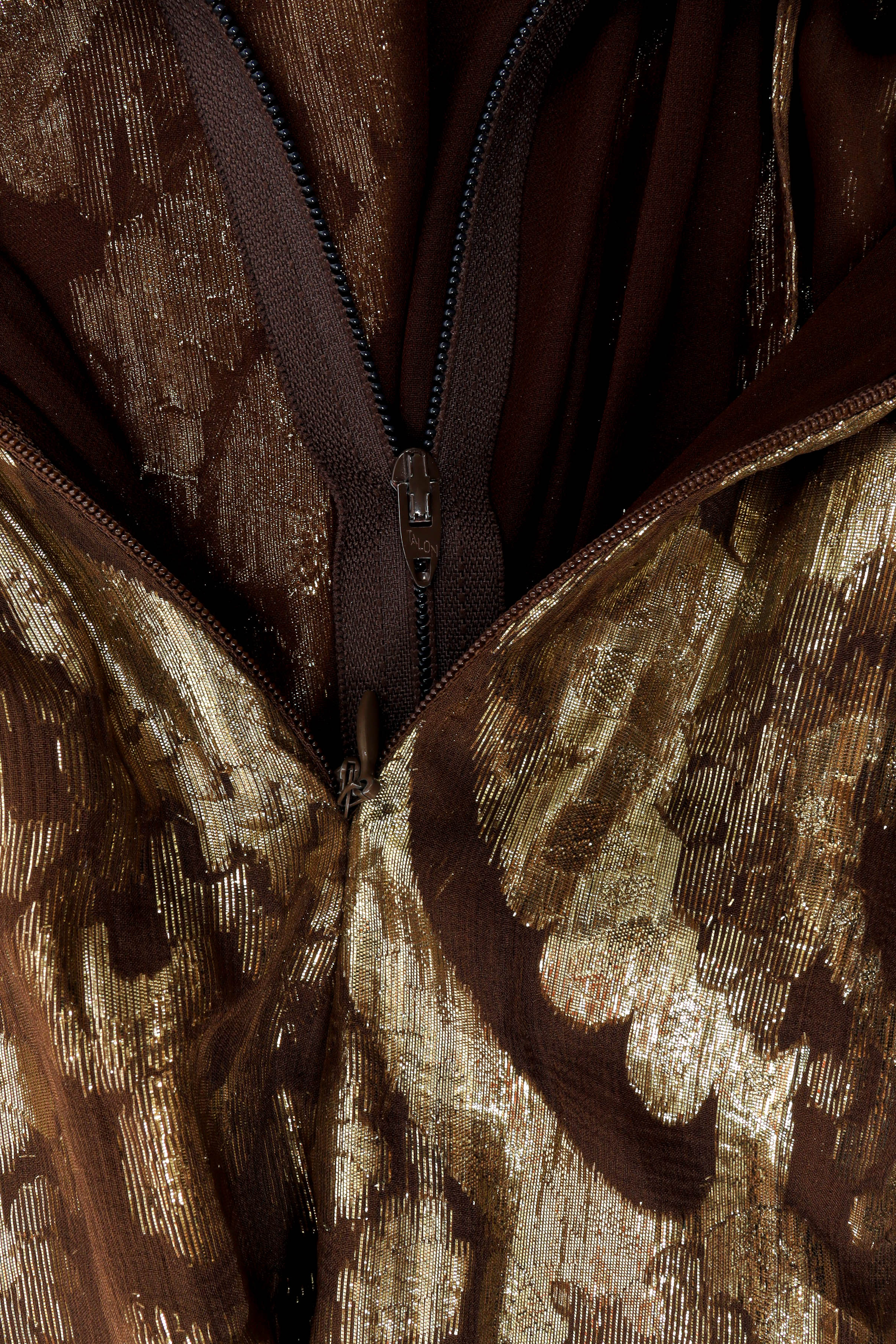 Vintage Carolyne Roehm Metallic Fleur Strapless Dress double zipper detail @ Recess LA