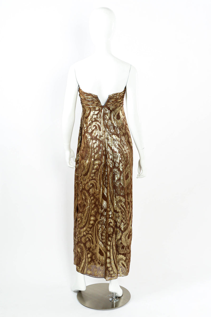 Vintage Carolyne Roehm Metallic Fleur Strapless Dress mannequin back @ Recess LA