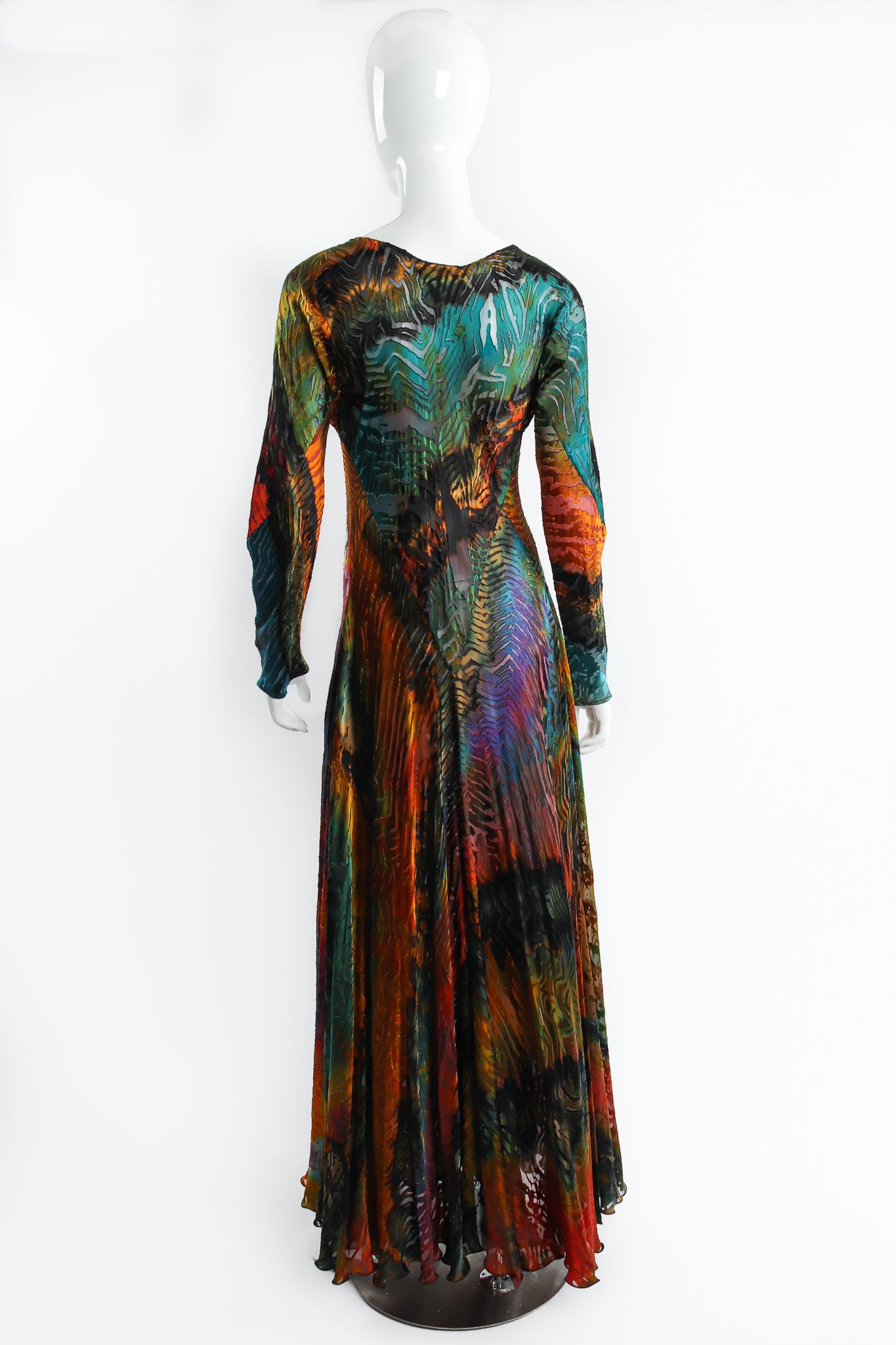Carter Smith Hand Dyed Silk Animal Print Burnout Bias Dress on Mannequin Back at Recess LA