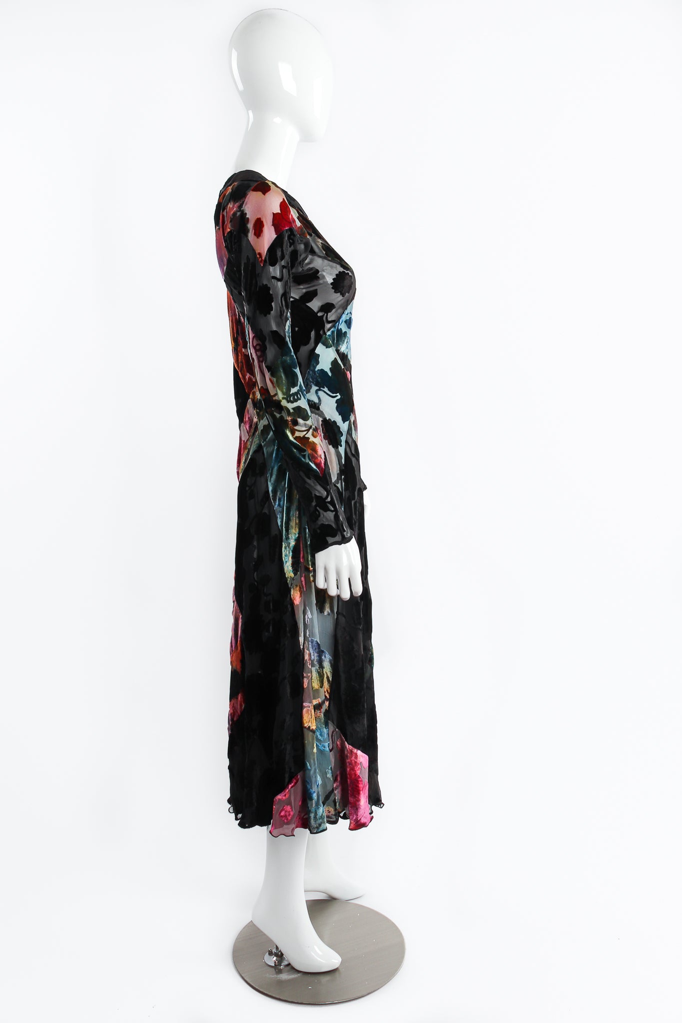 Carter Smith Shibori Hand Dyed Silk Velvet Burnout Dress on Mannequin Side at Recess LA