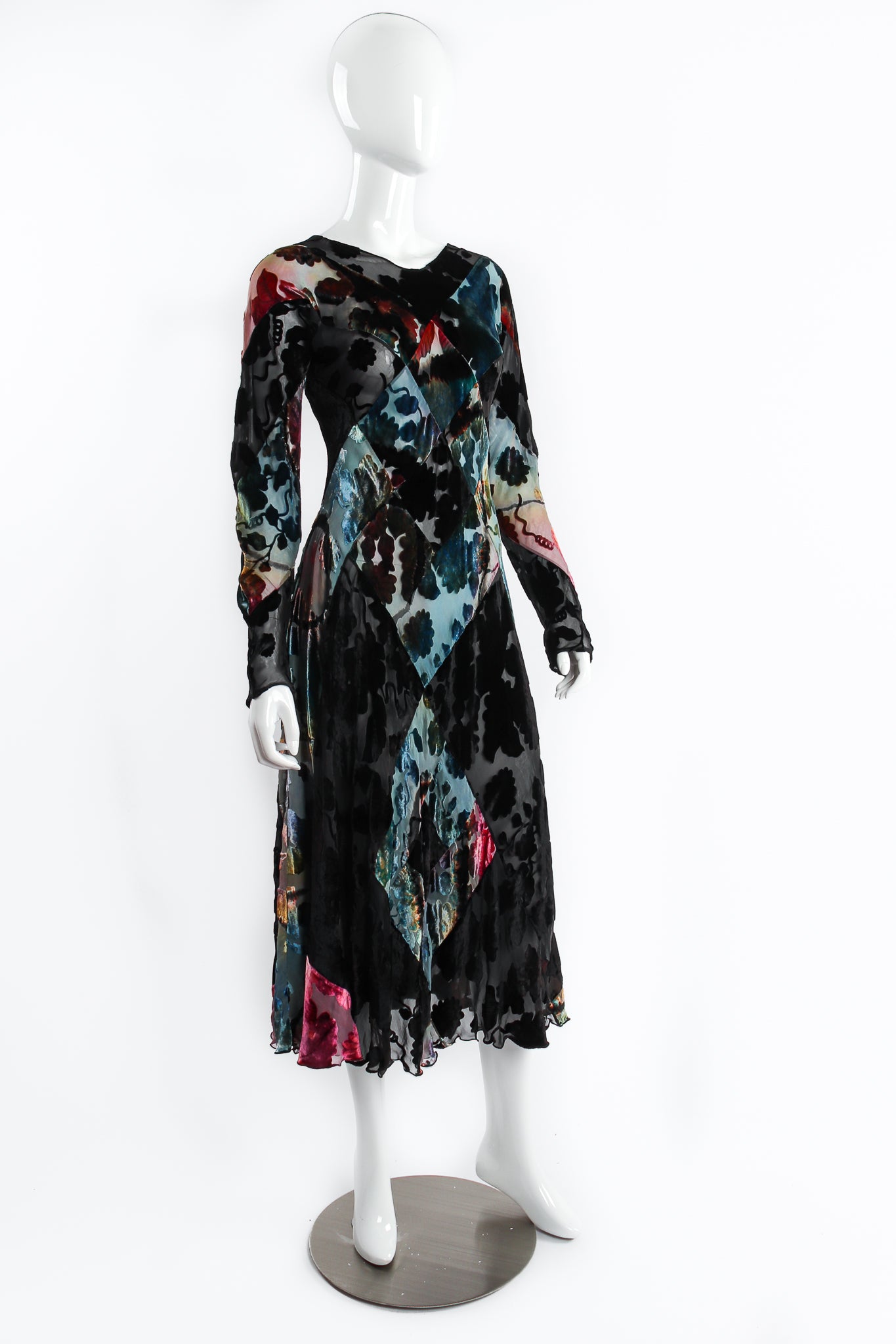 Carter Smith Shibori Hand Dyed Silk Velvet Burnout Dress on Mannequin Front at Recess LA