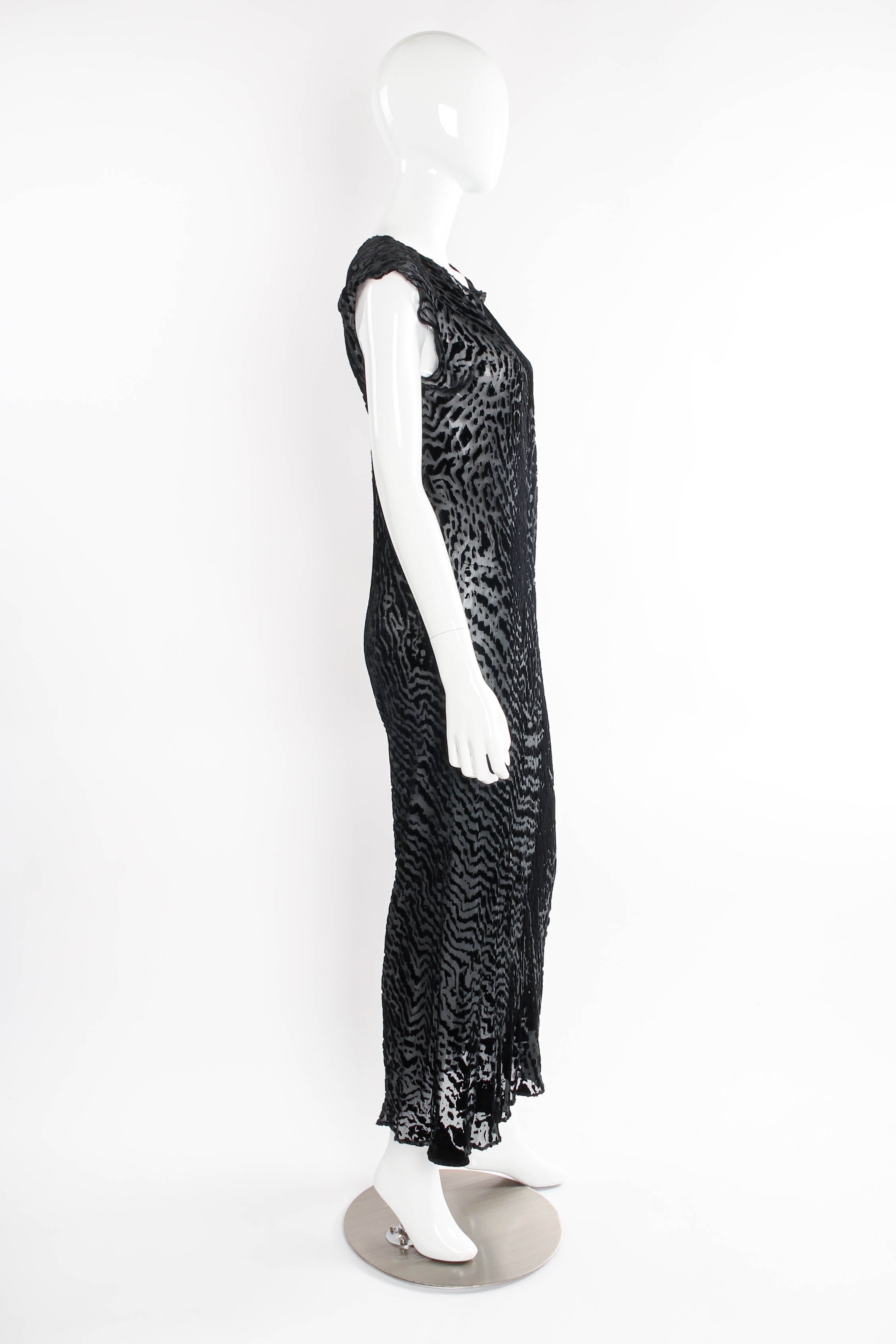 Vintage Carter Smith Animal Print Burnout Velvet Gown on mannequin side at Recess Los Angeles