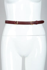 Vintage Cartier Oxblood Double CC Leather Belt On mannequin at Recess