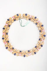 Recess Vintage Carven Gold Leaf Cabochon Collar Necklace, white Background