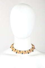 Recess Vintage Carven Gold Leaf Cabochon Collar Necklace on Mannequin Neck