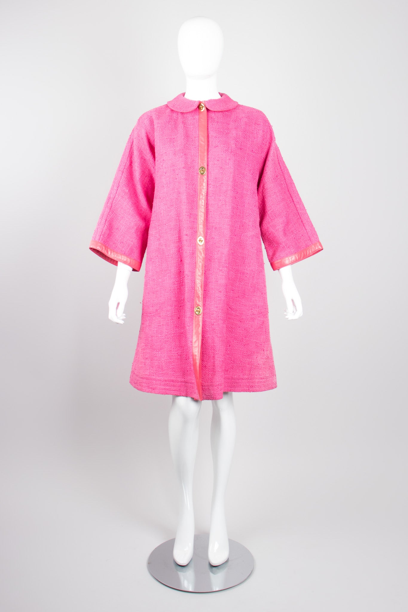 Bonnie Cashin for Sills Pink Tweed Boucle Turnlock Swing Coat
