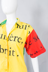 Jean-Charles de Castelbajac French Text Colorblock Shirt Dress