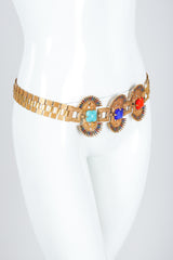 Recess Vintage Castlecliff Larry Vrba Mayan Revival Chain Belt on Mannequin