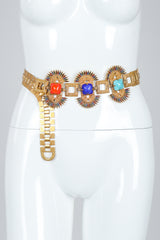 Recess Vintage Castlecliff Larry Vrba Mayan Revival Chain Belt on Mannequin at waist