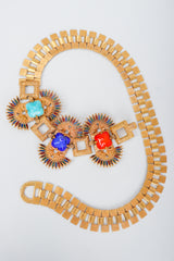 Vintage Castlecliff Larry Vrba Mayan Revival Chain Belt on grey at recess los angeles