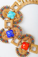 Vintage Castlecliff Larry Vrba Mayan Revival Chain Belt stones detail at recess los angeles