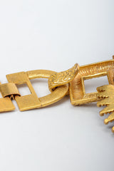 Vintage Castlecliff Larry Vrba Mayan Revival Chain Belt clasp detail at recess los angeles