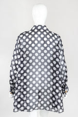 Recess Los Angeles Designer Consignment Vintage Celine Sheer Silk Organza Polka Dot Swing Trapeze Shirt