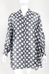 Recess Los Angeles Designer Consignment Vintage Celine Sheer Silk Organza Polka Dot Swing Trapeze Shirt