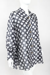 Recess Los Angeles Designer Consignment Vintage Celine Sheer Silk Organza Polka Dot Swing Trapeze Shirt