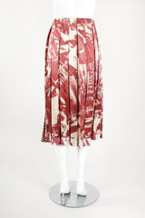 Recess Designer Consignment Vintage Celine Working Women Sepia Tone Silk Pleated Wrap Skirt Los Angeles Resale