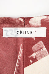 Recess Designer Consignment Vintage Celine Working Women Sepia Tone Silk Pleated Wrap Skirt Los Angeles Resale