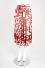 Recess Designer Consignment Vintage Celine Working Women Sepia Tone Silk Pleated Wrap Skirt Los Angeles Resale