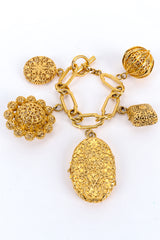 Vintage Chanel Filigree Fleur Locket Charm Bracelet toggle clasped @ Recess LA