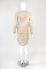 Recess Designer Consignment Vintage Chanel Raffia Tweed Jacket & Skirt Suit Set Los Angeles Resale