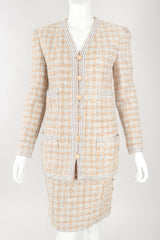 Recess Designer Consignment Vintage Chanel Raffia Tweed Jacket & Skirt Suit Set Los Angeles Resale