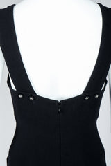 Vintage Chanel Breakfast At Tiffany's Style Black Fishtail Gown on Mannequin, Back Straps
