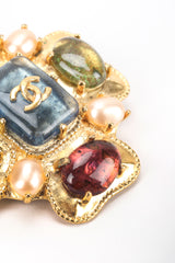 Vintage Chanel Gripoix Clover Maltese Cross CC Logo Brooch detail at Recess Los Angeles