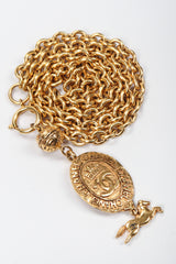 Recess Los Angeles Vintage Chanel Gold Horse Medallion Layering Pendant Necklace