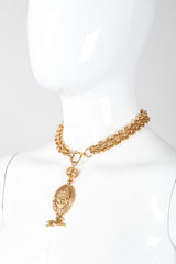Recess Los Angeles Vintage Chanel Gold Horse Medallion Layering Pendant Necklace