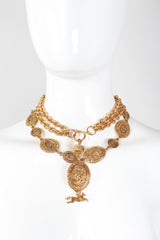 Recess Los Angeles Vintage Chanel Gold Horse Medallion Layering Pendant Necklace