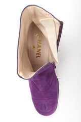 Recess Designer Consignment Vintage Chanel Purple Suede Cap Toe Ankle Boots Los Angeles Resale