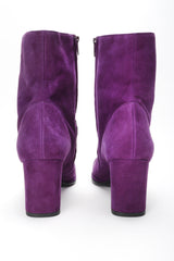 Recess Designer Consignment Vintage Chanel Purple Suede Cap Toe Ankle Boots Los Angeles Resale