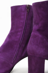 Recess Designer Consignment Vintage Chanel Purple Suede Cap Toe Ankle Boots Los Angeles Resale