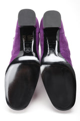 Recess Designer Consignment Vintage Chanel Purple Suede Cap Toe Ankle Boots Los Angeles Resale