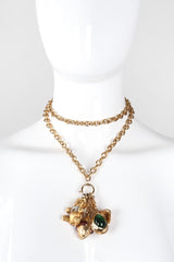 Recess Los Angeles Vintage Chanel Gripoix Teddy Bear Locket Snuff Charm Necklace