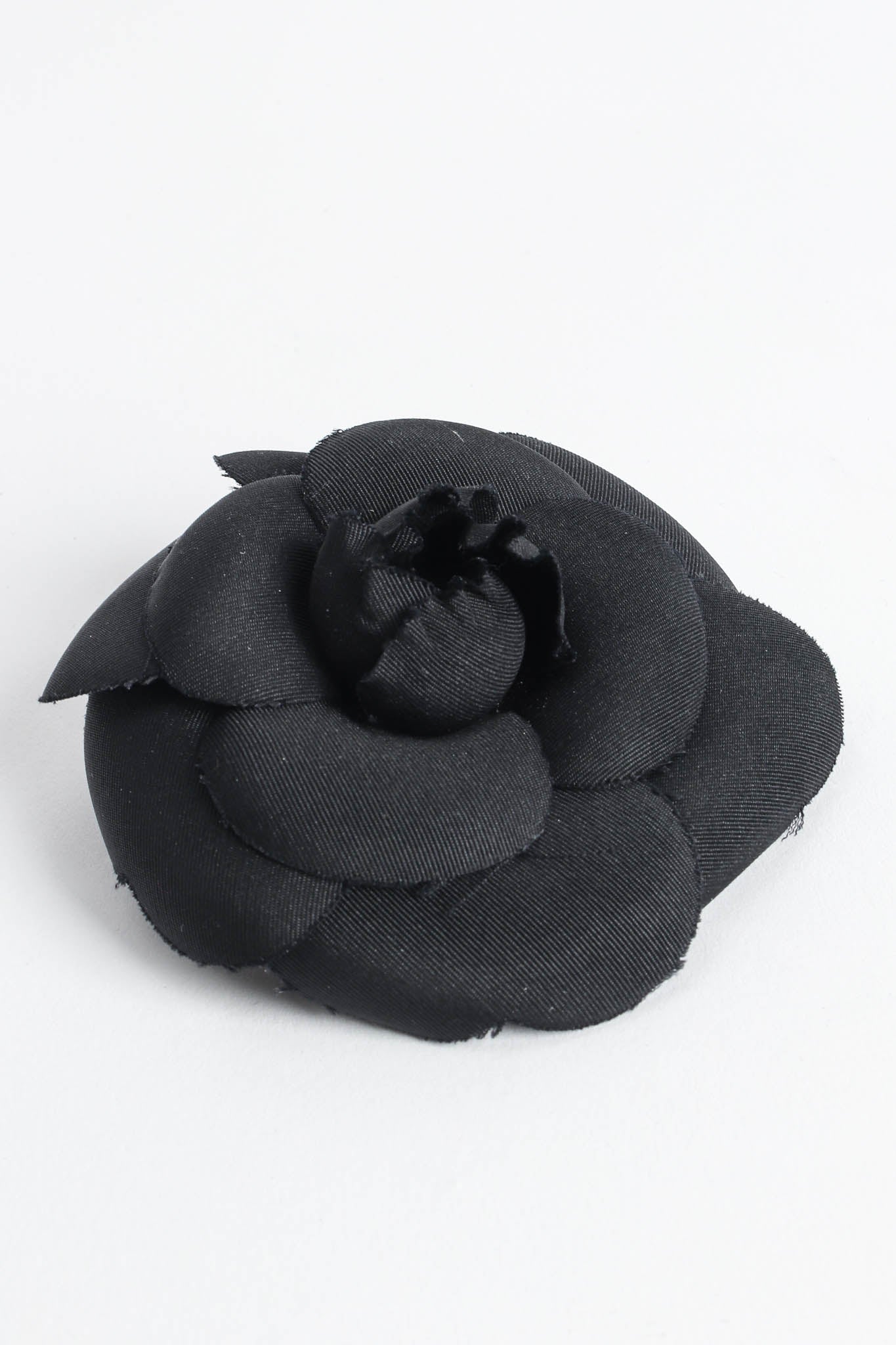 Used Black Chanel Rare Vintage Black Leather Camellia Flower