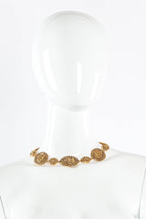 Vintage Chanel 1980's Crown CC Logo Coin Necklace on Mannequin at Recess LA