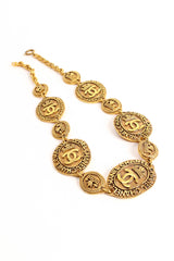 Vintage Chanel 1980's Crown CC Logo Coin Necklace front @ Recess LA