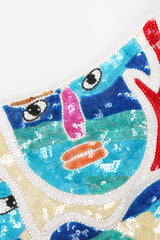 Recess Los Angeles Designer Consignment Vintage Chanson D'Amour Abstract Sequined Faces Dolman Tunic