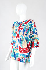 Recess Los Angeles Designer Consignment Vintage Chanson D'Amour Abstract Sequined Faces Dolman Tunic